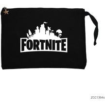 Fortnite Logo 1 Siyah Clutch Astarlı Cüzdan / El Çantası