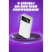 Powerbank Şarj Cihazı 4 Çıkışlı 20.000 Mah Powerbank Taşınabilir Çoklu Giriş Beyaz
