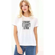 Pubg Straıght Outta El Pozo Baskılı Beyaz Kadın Tshirt