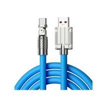 120 W Hızlı Şarj Usb Tip C Kablo 180 Derece Dönme Dirsek Kablosu Oyun İçin Mavi 2m