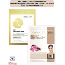 Dermal 3 Katmanlı Gold Göz Maskesi ve Pürüzsüzleştirici Onarıcı Sıkılaştırıcı Arı Zehri Özlü Kolajen Maske Seti