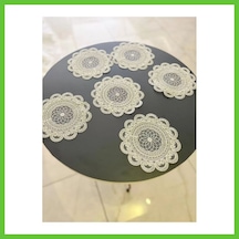 Bezos 6 Lı Dantel Kahve Sunumluğu 15x15 Cm Asorti Desenli Bardak Altlığı Türk Kahvesi Fincan Sunum Seti Dmc Çok Renkli