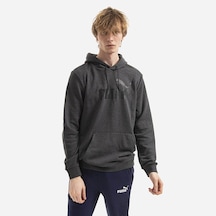 Puma 586688-07 Ess Big Logo Hoodie Tr Erkek Sweat Dark Gray Heath Koyu Gri