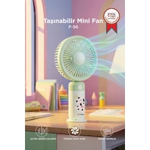 Şarjlı El Vantilatörü Masaüstü Stantlı 3 Kademeli Taşınabilir Mini Fan F56 Yeşil