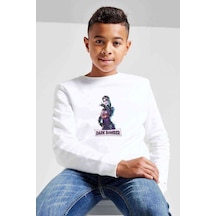 Tshirthane Dark Bomber Fortnite Baskılı Unisex Çocuk Beyaz Sweatshirt Beyaz