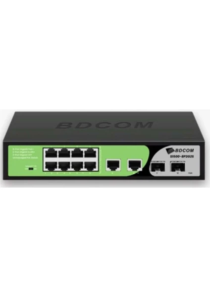 Bdcom S1500-8p2g 8-port Gıgabıt Poe+ 2-port Gıgabıt Rj45 Yönetilemez Poe Swıtch