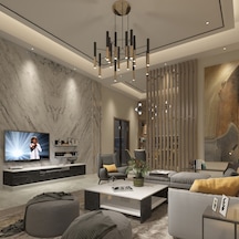 Trendstyle 4s Mdf Tv Ünitesi Ve Orta Sehpa 2'li Set - Beyaz Siyah Mermer Beyaz - Royal Mermer