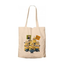 Minions Banner Krem Kanvas Bez Çanta Krem