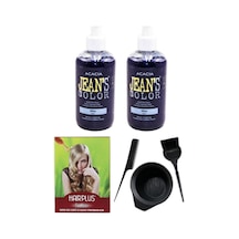 Saç Boyası Mavi 250ml 2ad, Saç Açıcı Ve Fluweel Saç Boya Kabı Seti