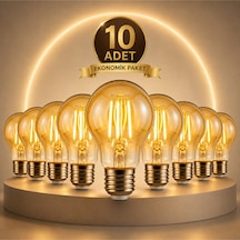A6 Led Filament Ampul 6w 2700k Amber Cam Sarı Işık 600 Lümen 10lu