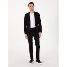 Cacharel Siyah Slim Fit Yün Karışımlı Klasik Kumaş Pantolon