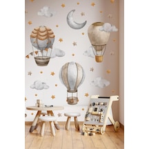 Bohem Retro Balonlar Ve Yıldızlar Çocuk Bebek Odası Kreş Anaokulu Süsleme Sticker Seti Mat Yüzey Dijital Baskı