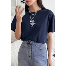Flood Of Style Unisex Lacivert The Power Of Baskılı Oversize