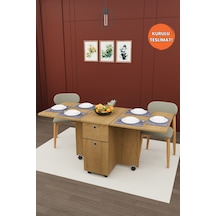 Lüks Katlanır Mutfak Yemek Masası %100 Mdf Pratik Raflı Çalışma Masası Km16 Karına