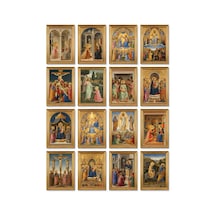 Fra Angelico Tabloları 16'lı Sticker Seti Laptop Defter Telefon Etiketi Çok Renkli