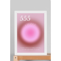 Angel No 555 Change Çerçeveli Tablo Melek Sayıları Değişim Aura Enerji Renkleri
