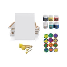 Çocuklar Için 25X35 Tuval + Parmak Boyası Seti ( Pon Pon Fırça Lı