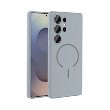 Zore Galaxy S24 Ulta Kılıf M-safe Şarj Özellikli Zore Meta Kapak - Titanyum-gri Titanyum - Gri