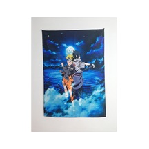 Anime Naruto Mavi Fon Desenli Tasarım Duvar Halısı