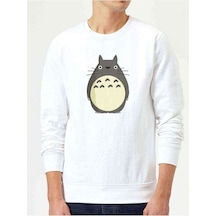 My Neighbor Komşum Totoro Baskılı Beyaz Erkek Örme Sweatshirt (530945801)