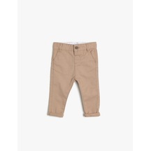 Koton Pamuklu İnce Gabardin Chino Cepli Beli Ayarlanabilir Lastikli Klasik Pantolon Bej 0ymb48622ow Ekru