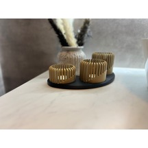 Bezos Üç Boyutlu Tealight Mumluk Ve Üçlü Mum Standı Seti Dekoratif Mum Tutucu Erdotıca Çok Renkli