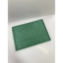 Yerli Üretim Süet Kumaş Yeşil Renk 34/24 Cm Takı Servis Sunum Tablası Çok Renkli