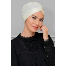 Hürrem Bone Krem Pratik Hazır Geçmeli Tesettür Bone Fukuro Piliseli Tek Çapra (545490636) Krem
