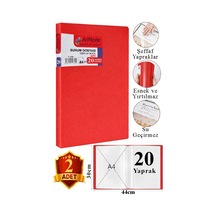 Kırmızı Sunum Dosyası 20 Li 2 Adet Poşet Dosyalı Katalog Dosyası 20 Poşetli Kendinden Dosya Plastik Kapaklı