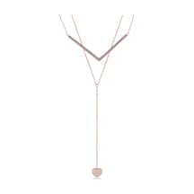 Kuyumcudukkani Üçgen Çubuklu İkili Kolye -37288-r-w Rose Gold
