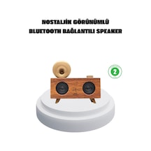 Hubrendy Tekno Çift Hoparlörlü Bluetooth Gramofon Speaker Fm Radyo, Usb, Sd Kart Ve Aux Girişli