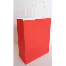 Kraft Kırmızı Çanta 25X31X12 ( 25 Adet ) ( Kağıt Poşet Çanta )