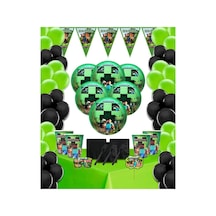 Minecraft 8 Kişilik Tabak Bardak Ekonomik Doğum Günü Parti Malzeme Seti Renkli Tüm Yaşlar