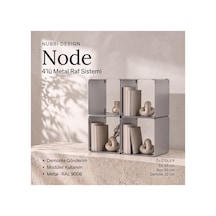Node 4 Lü Modüler Metal Komodin Açık Raflı Küp Tasarım Başucu Sehpası Gümüş - 940098009 Gümüş