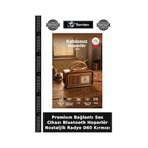 Premium Bağlantı Ses Cihazı Bluetooth Hoparlör Nostaljik Radyo D60 Kırmızı
