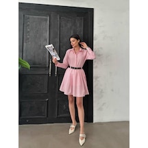 Sf-stil Pembe Çizgili Elbise