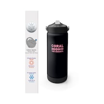 Coral High Siyah Pembe Desenli Katlanır Ağızlıklı Çelik Termos 650 Ml 38355 Siyah
