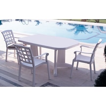 Papatya Laguna Beyaz 100 X 165 Cm Plastik Balkon Bahçe Teras Veranda Dış Mekan Masası