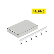 50 Adet 40x20x5mm Neodyum Magnet Güçlü N35 Mıknatıs Köşeli Nikel Kaplama Lisinya