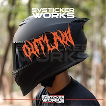 Outlaw Yazılı Kask Sticker Tüm Kasklar Uyumlu Tek Yön 1 Adet Turuncu