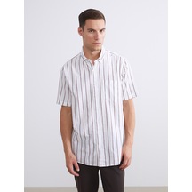 Lcwaıkıkı Classic Kahverengi Regular Fit Çizgili Erkek Gömlek