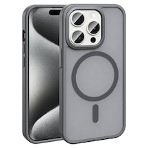 Apple, Uyumlu iPhone 15 Pro Max Kılıf M-safe Şarj Özellikli Mat Arka Yüzey Zore Sio Kapak Siyah