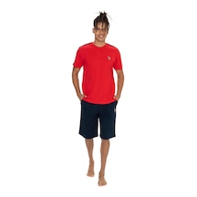 U.s. Polo Assn. 18868 Erkek Kırmızı Bisiklet Yaka Şortlu Pijama Takım Kırmızı