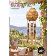 4 Adet Bambu Rüzgar Çanı Maymun Figürlü 40 Cm Bahçe Balkon Dekoratif Süs Wind Chime Doğal Tasarım