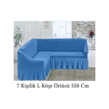 Starmall Bürümcük 7 Kişilik Köşe Koltuk, Kanepe Örtüsü, Koltuk Kılıfı, Lastikli, Etekli, L Köşe 550 Cm Turkuaz Turkuaz