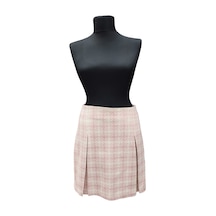 Darlin Moda Kadın Pembe Pileli Tüvit Mini Etek Dm3291 Pembe