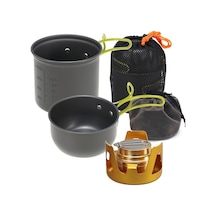 Kamp İçin Taşınabilir Alkol Ocağı Ve Tencere Seti - Hızlı Isıtma, Pratik Temizleme Altın Altın