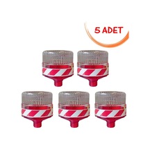 Flaşörlü Uyarı Lambası Güneş Enerjili Ledli Flaşör Lamba Solar Flaşör Kırmızı Evelux 11817 Fl K 5 Adet