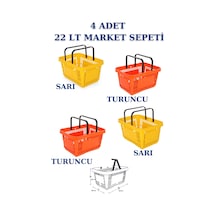 4 adet 22Litre Market ve Alışveriş Sepeti, Saplı Market Sepeti R6