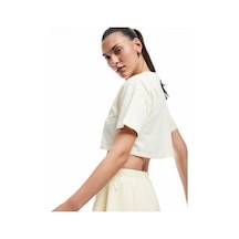 Koton Pamuklu Rahat Kesim Bisiklet Yaka Crop Spor Tişört Sarı 5sak10284nk
